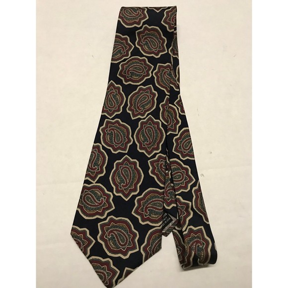 Christian Dior Men's Tie Navy Blue Multi Print 100% SILK NECK TIE 4" X 56" - Picture 1 of 4